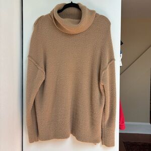 Aerie Tan Cowl Neck Sweater Oversized Knit